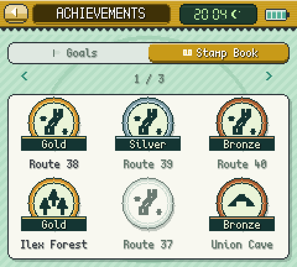 Stamps: a stamp album of locations with completed areas
